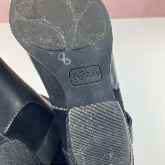 Korks Black Leather Bootie Boots Ankle Shoes Women Size 8M - Picture 9 of 9